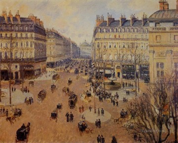 街並み Painting - フランセ劇場広場 冬の午後の日差し 1898年 カミーユ・ピサロ パリジャン